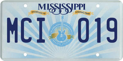 MS license plate MCI019
