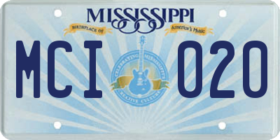 MS license plate MCI020