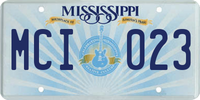 MS license plate MCI023