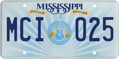 MS license plate MCI025