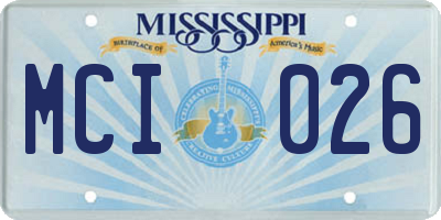 MS license plate MCI026