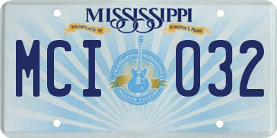 MS license plate MCI032
