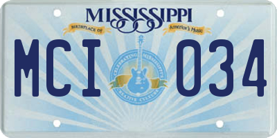 MS license plate MCI034