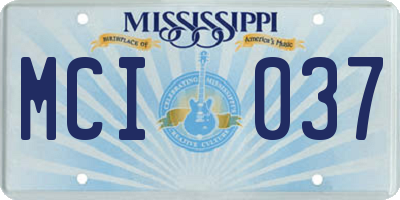 MS license plate MCI037
