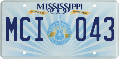 MS license plate MCI043