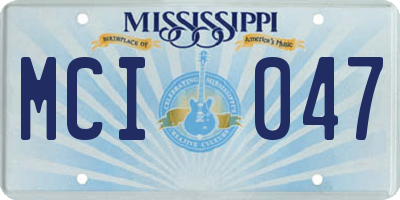 MS license plate MCI047