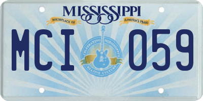 MS license plate MCI059