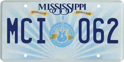 MS license plate MCI062