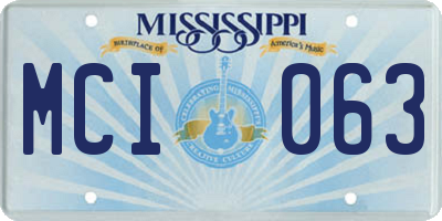 MS license plate MCI063