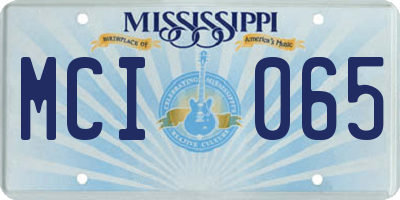 MS license plate MCI065
