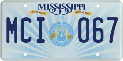 MS license plate MCI067