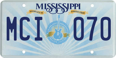 MS license plate MCI070