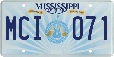 MS license plate MCI071
