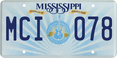 MS license plate MCI078