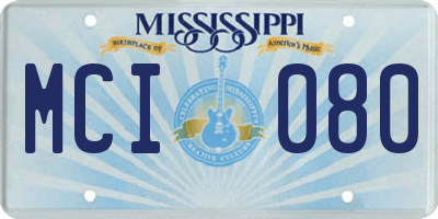 MS license plate MCI080