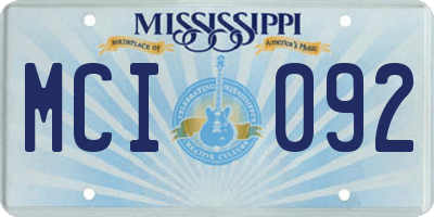 MS license plate MCI092