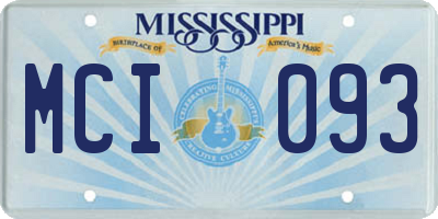 MS license plate MCI093