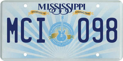 MS license plate MCI098