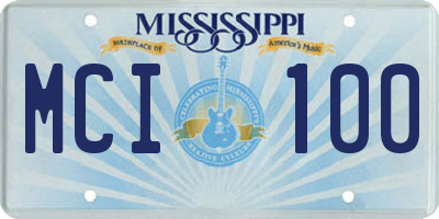 MS license plate MCI100