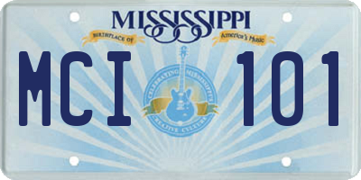 MS license plate MCI101