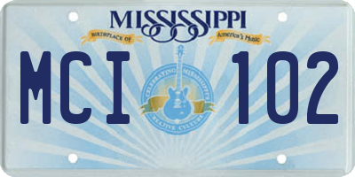 MS license plate MCI102