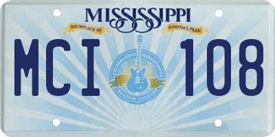 MS license plate MCI108