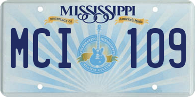 MS license plate MCI109