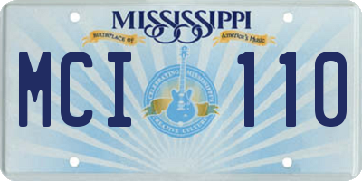 MS license plate MCI110