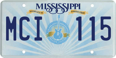 MS license plate MCI115