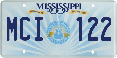 MS license plate MCI122