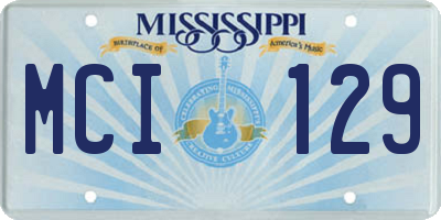 MS license plate MCI129