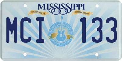 MS license plate MCI133
