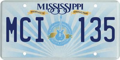 MS license plate MCI135