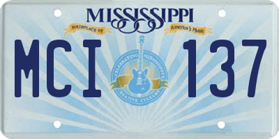 MS license plate MCI137