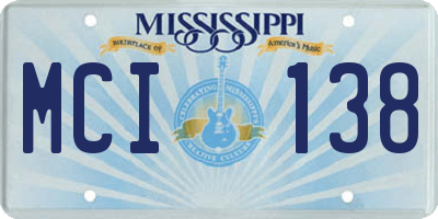 MS license plate MCI138