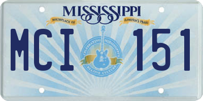MS license plate MCI151
