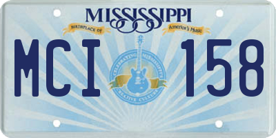 MS license plate MCI158