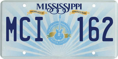MS license plate MCI162