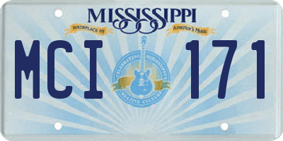 MS license plate MCI171