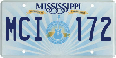 MS license plate MCI172