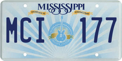 MS license plate MCI177