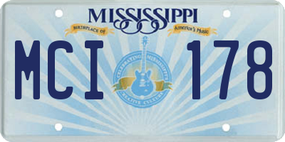 MS license plate MCI178