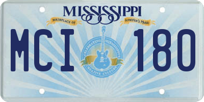 MS license plate MCI180