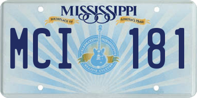 MS license plate MCI181