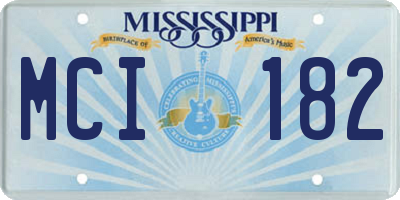 MS license plate MCI182