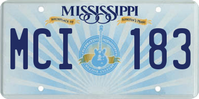 MS license plate MCI183