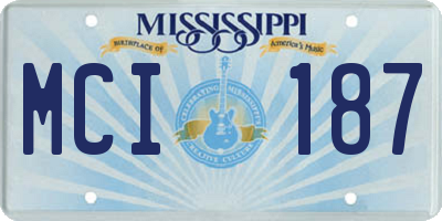 MS license plate MCI187