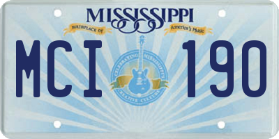 MS license plate MCI190