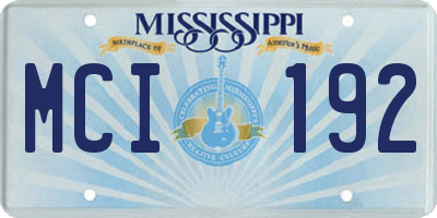 MS license plate MCI192