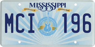 MS license plate MCI196